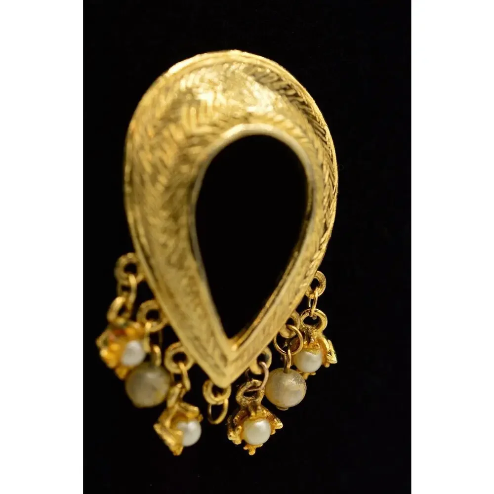 HAR Vintage Pin Brooch Pearl Dangle Gold Teardrop Mid Century 50s Signed FLAW 9B